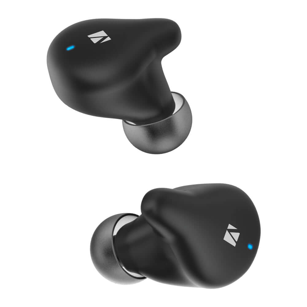 Verbatim Bluetooth 5.0 TWS Earbuds with aptX in sleek black design, ideal for high-fidelity sound and corporate gifts.