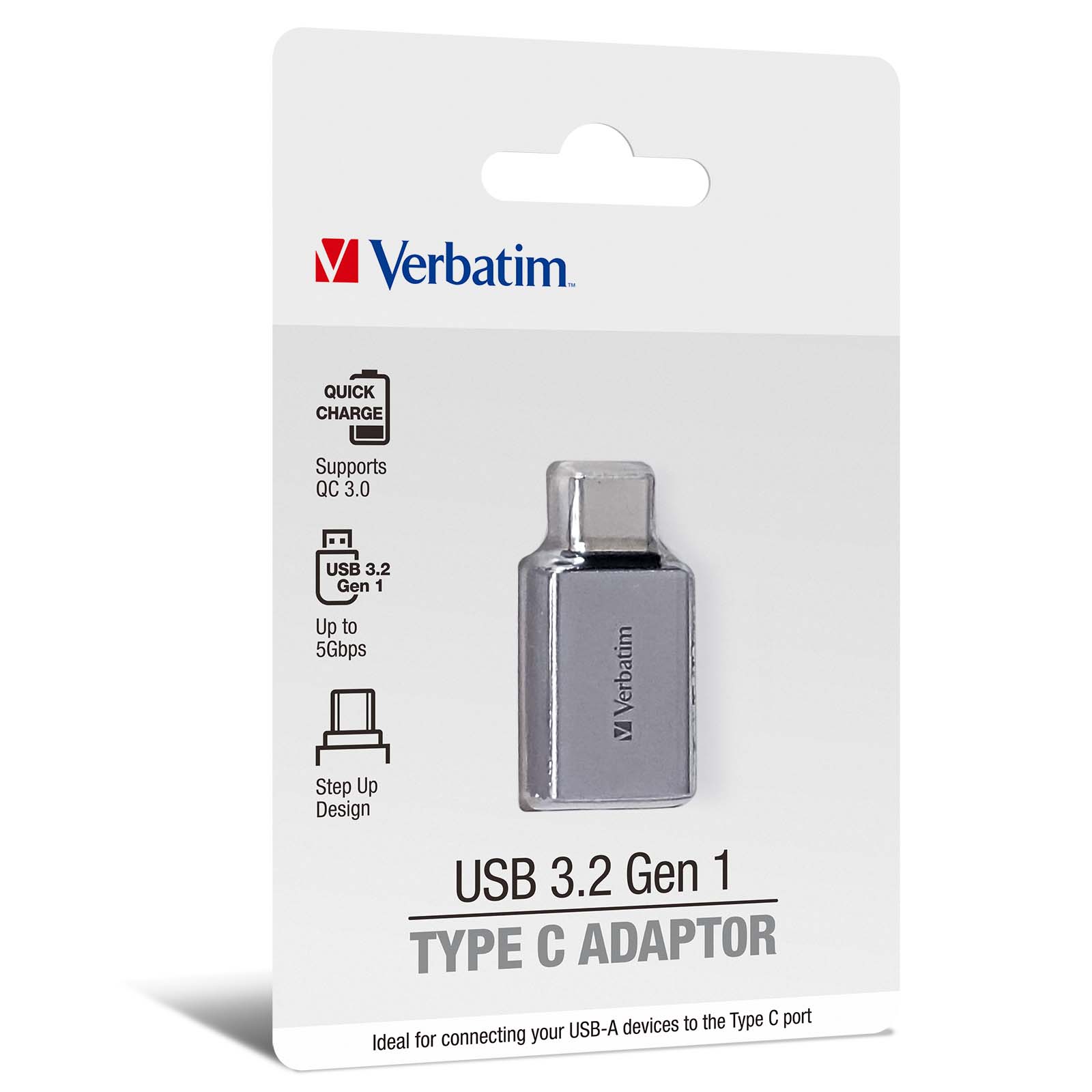 Verbatim USB 3.2 Gen 1 Type C Adaptor 66885 in packaging, ideal for corporate gift use.