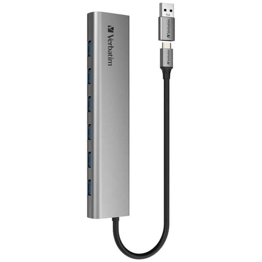 Verbatim 7-in-1 Type C Hub 66973 with multiple USB-A ports and cable for fast data transfer.