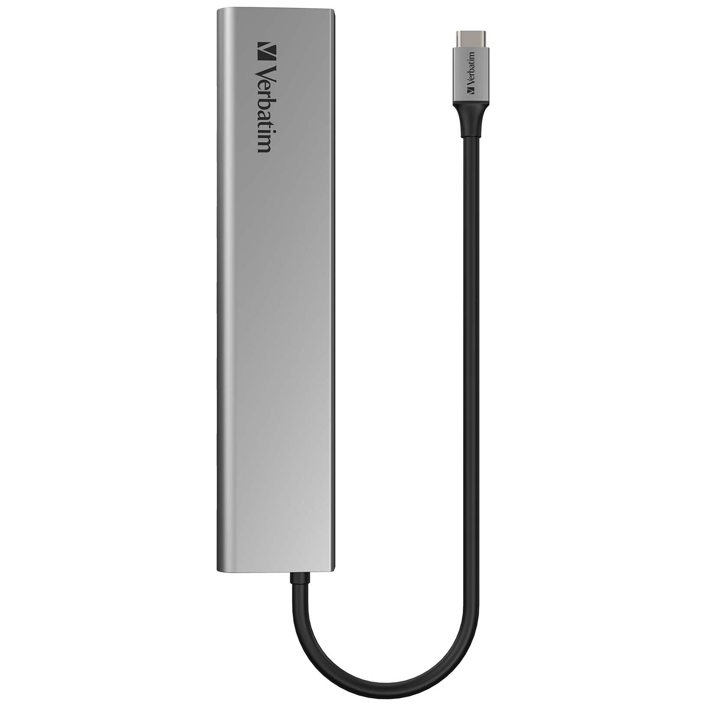 Verbatim 7-in-1 Type C Hub 66973 in slim aluminum design with USB-C connection.