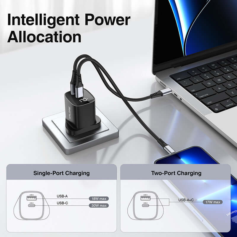 Valore PD30W GaN Wall Charger with Digital Display (PA-001) Corporate Gifts Singapore