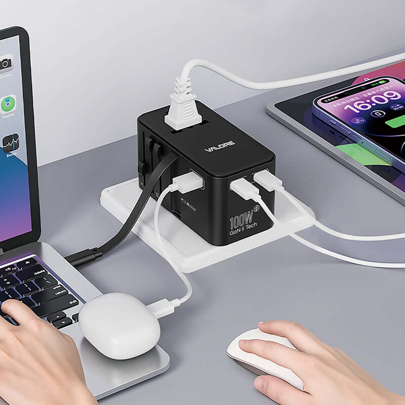 Valore PD100W Universal Travel Adaptor with Retractable Cable (UTA-003) Corporate Gifts Singapore