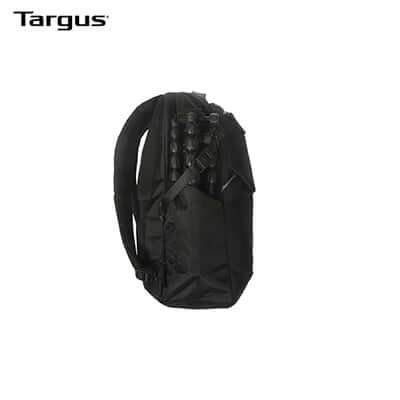 Targus 15-16" Work+™ EcoSmart® Backpack side view with tripod storage and adjustable strap.
