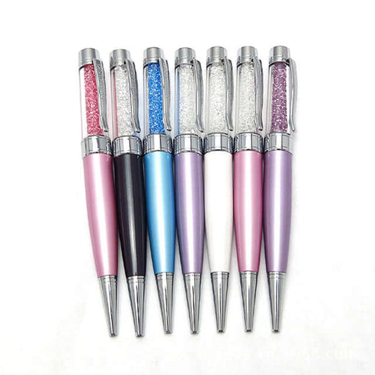 Variety of glitter pen USB drives, including the sleek Pen USB Drive UP023, perfect for corporate gifts.