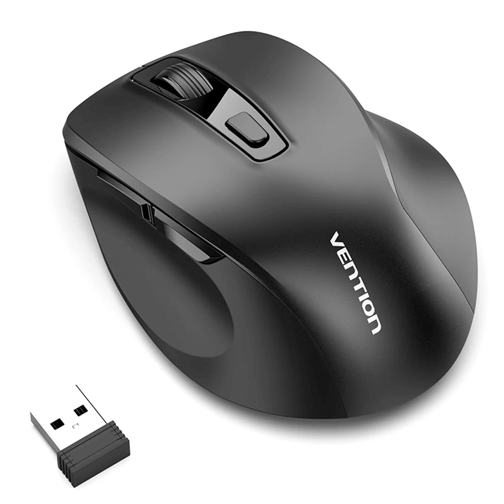Vention Dual-Mode Wireless Ergonomic Mouse with USB receiver, designed for comfort and remote work efficiency.