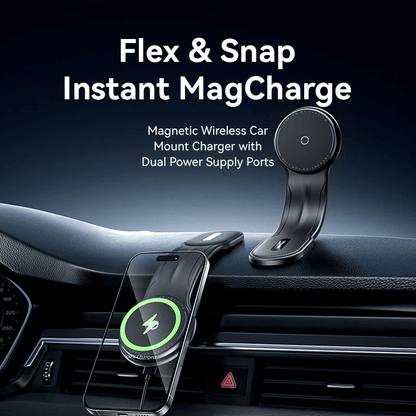 Vention Magnetic Wireless Car Mount Charger 15W for fast charging, magnetic design, and hands-free use in vehicles.
