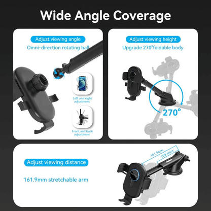 Vention Car Phone Mount with Dual Mounting Mode features adjustable viewing angle and height with a 270° foldable body.