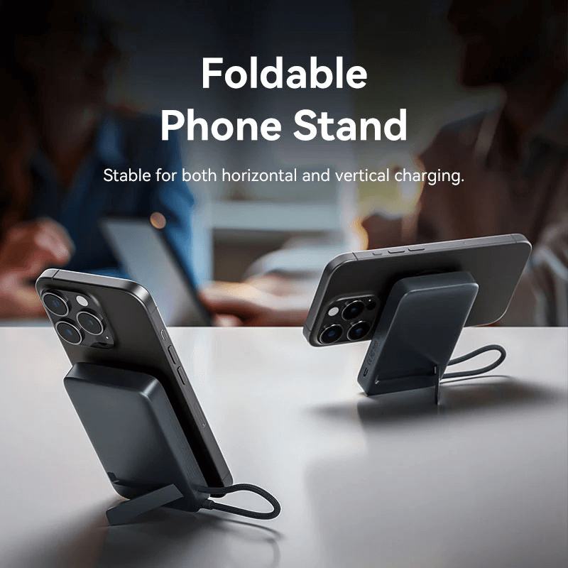 Foldable Phone Stand for stable horizontal and vertical charging, ideal for smartphones.