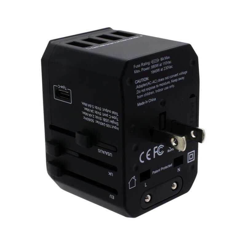 Valore Universal Travel Adaptor with 4 USB + 1 Type-C Output (AC57) Corporate Gifts Singapore