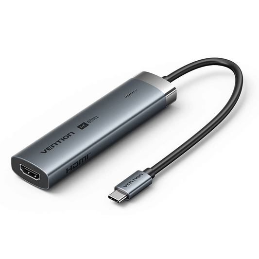 Vention 5-in-1 USB-C Portable Docking Station with HDMI and Type-C cable for ultra-HD display.