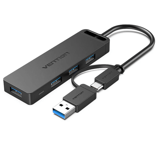 Vention 5-in-1 USB 3.0 Hub with Dual Connectors for seamless device connectivity and efficient data transfer.