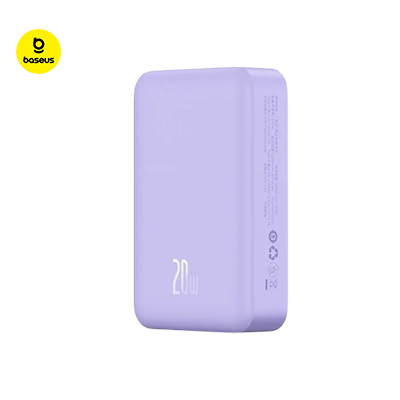 Baseus Magnetic Mini Power Bank 20000mAh 20W in a stylish purple design for efficient charging.