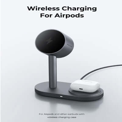 AUKEY LC-MC213 Qi2.2 MagFusion 2X 2-in-1 25W Magnetic Wireless Charging Station for Airpods.