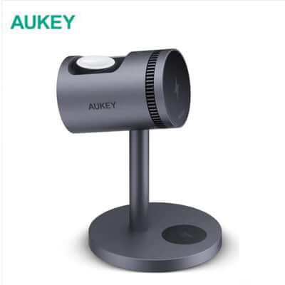 AUKEY LC-MC311A MagFusion 3-in-1 Qi2 15W Magnetic Wireless Charger MFI Certified with Active Cooling System