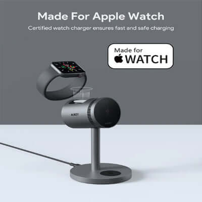 AUKEY LC-MC311A MagFusion 3-in-1 Qi2 15W Magnetic Wireless Charger MFI Certified with Active Cooling System