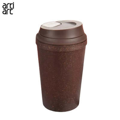 Artiart Coffee Grounds Florence Suction Cup in brown with a sleek lid, ideal as a corporate gift.