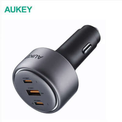 Aukey CC-P4 Pathfinder Mix 3 165W Fast Charging Car Charger with multiple USB ports.