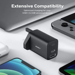 Aukey PA-F3S 32W Swift Series PD Dual USB-C & USB-A Wall Charger
