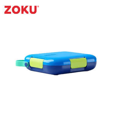 Zoku Neat Bento Lunchbox in blue color showcasing its compact design and cool features.