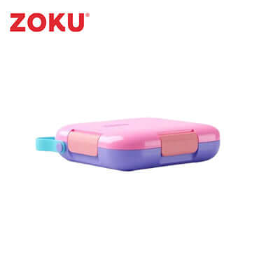 Zoku Neat Bento Lunchbox in pink and purple, ideal for customized meals and a perfect corporate gift.