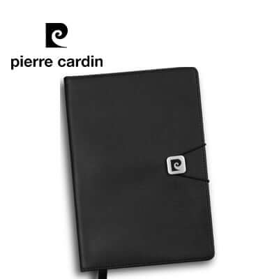 Pierre Cardin Biarritz Notebook in black with metal buckle, perfect corporate gift.