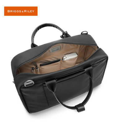 Briggs & Riley Rhapsody Multi-Pocket Cabin Bag interior view showcasing spacious pockets and organization.