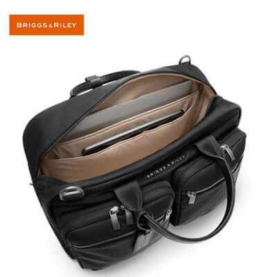Briggs & Riley Rhapsody Multi-Pocket Cabin Bag open showing spacious interior and organizer pockets.