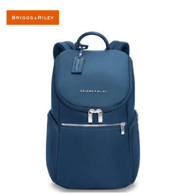 Briggs & Riley Rhapsody U-Zip Backpack in navy blue with durable design, perfect for modern travelers and corporate gifts.