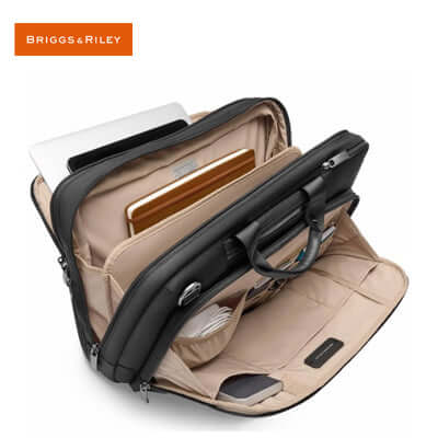 Briggs & Riley @Work Redux Large Expandable Brief with padded laptop sleeve and spacious compartments for modern professionals.
