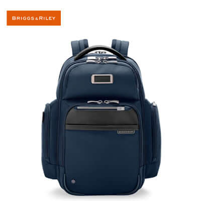 Briggs & Riley @Work Redux Medium Cargo Backpack in navy, ideal for corporate gifts and modern professionals.