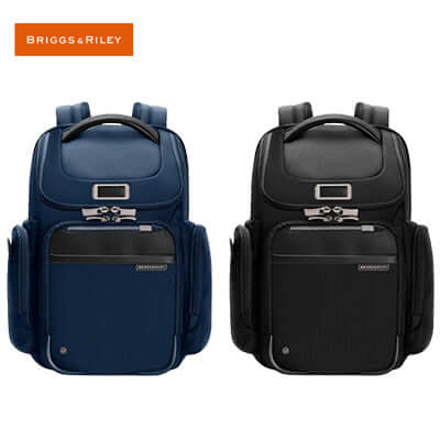 Briggs & Riley @Work Redux Medium Widemouth Backpack in blue and black, perfect corporate gift for professionals.