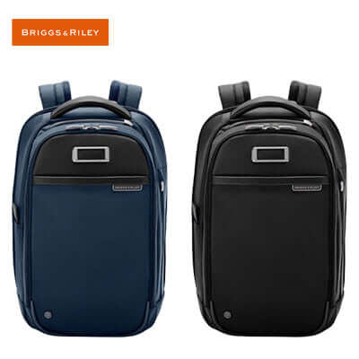 Briggs & Riley @Work Slim Backpack in navy and black, ideal corporate gift for professionals.