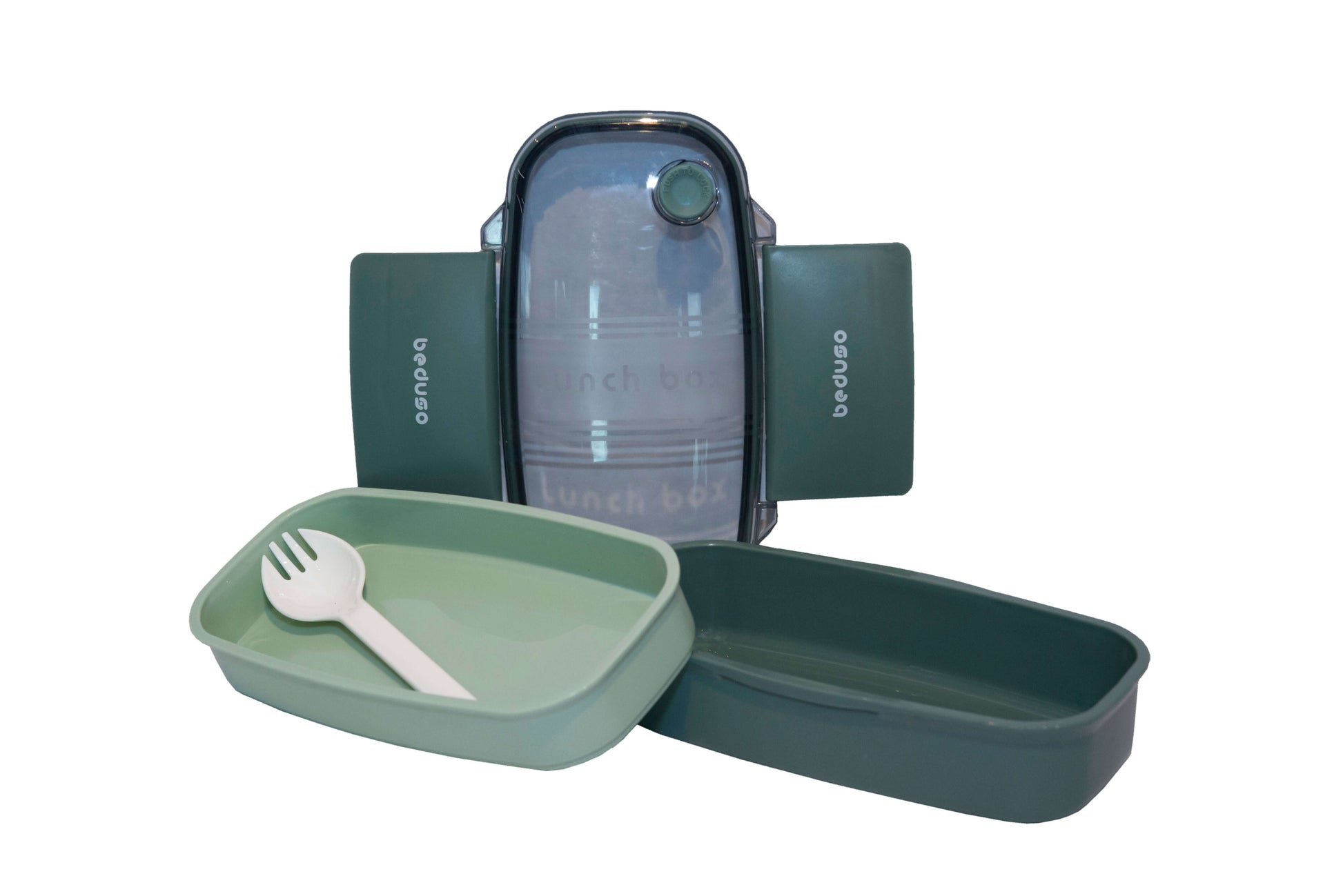 Two Tier Lunch Box with fork and compartments for meal separation, ideal for corporate gift.