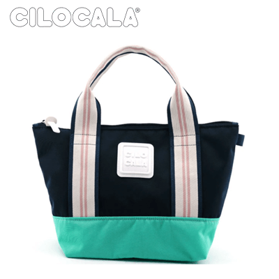 Cilocala Flt Combi Tote Small in navy and mint with stylish stripes, ideal corporate gift for casual outings.