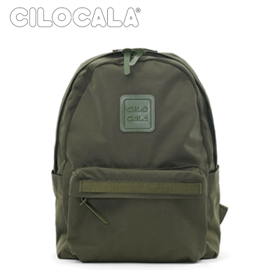 Cilocala Match Logo Backpack Middle in green nylon with matching logo, ideal for corporate gifts and stylish use.