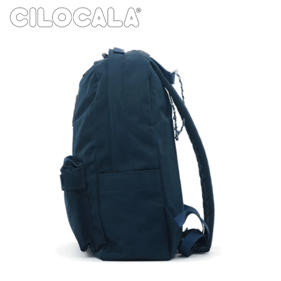 Cilocala Match Logo Backpack Middle shown from the side, featuring a durable nylon design in dark color.