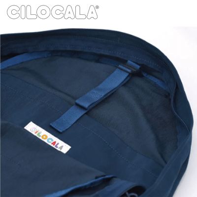 Interior view of Cilocala Match Logo Backpack Middle showing durable materials and logo.