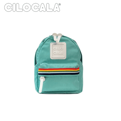 Cilocala Niji Tape Backpack X-Small in teal with rainbow tape accent, suitable as a corporate gift.