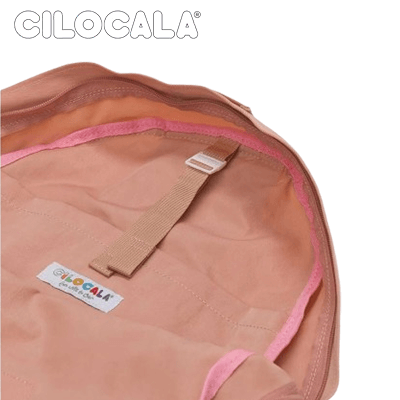 Interior view of Cilocala Regular Backpack Large showing secure compartment and logo.