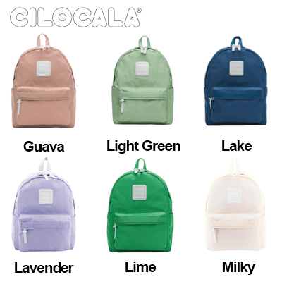 Cilocala Regular Backpack Middle in various colors: Guava, Light Green, Lake, Lavender, Lime, and Milky.