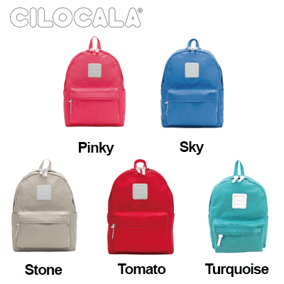 Cilocala Regular Backpack Middle in five colors: Pinky, Sky, Stone, Tomato, and Turquoise, ideal for corporate gifts.
