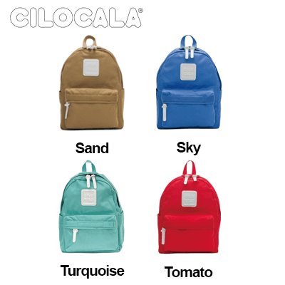 Cilocala Regular Backpack Small available in Sand, Sky, Turquoise, and Tomato colors, ideal as a corporate gift.
