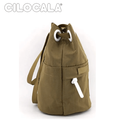 Cilocala Regular Bon Shoulder Bag in olive green with white accents, perfect for daily use and as a corporate gift.
