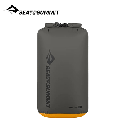 Sea To Summit Evac Dry Bag 20L in gray and orange, perfect for outdoor enthusiasts and as a corporate gift.