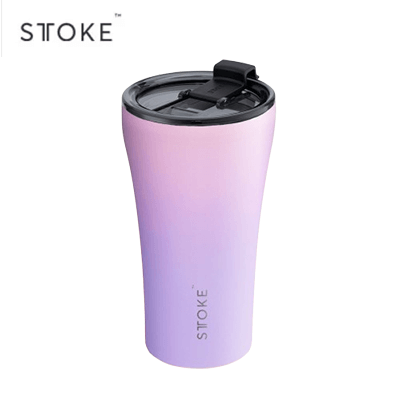 STTOKE 12oz Flow Leakproof Ceramic Insulated Cup in a stylish gradient finish for hot and cold beverages.