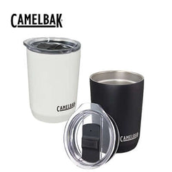 Camelbak Horizon Rocks Vacuum Tumbler 350ml in white and black with lid, ideal for corporate gifts in Singapore.