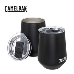 Camelbak Horizon Wine Vacuum Tumbler 350ml with black powder-coated finish and clear lid.