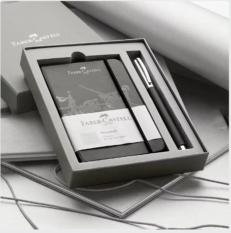 Faber Castell Notebook and Pen Set beautifully packaged, ideal for corporate gift giving.