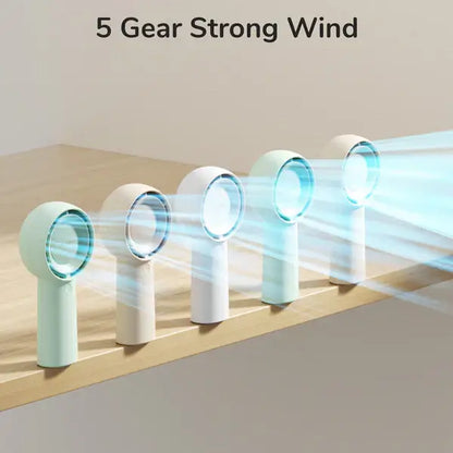 JisuLife Handheld Fan Life5 Plus showcasing 5 gear strong wind technology for ultimate cooling.