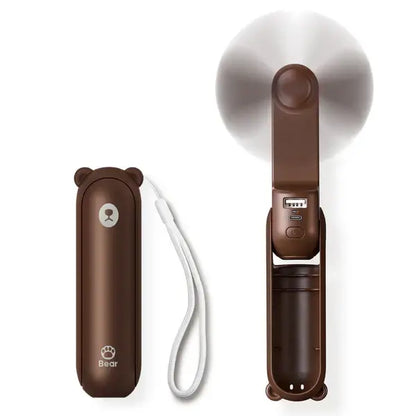 JisuLife Handheld Fan Life8 in brown color with a foldable design, perfect for outdoor and indoor activities.